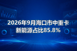 2026年9月海口市中重卡新能源占比85.8%