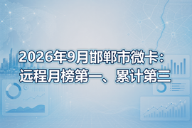 2026年9月邯郸市微卡：远程月榜第一、累计第三