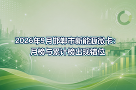 2026年9月邯郸市新能源微卡:月榜与累计榜出现错位