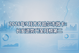 2026年9月齐齐哈尔市微卡：长安逆势升至月榜第二