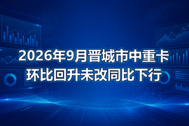 2026年9月晋城市中重卡环比回升未改同比下行