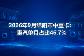 2026年9月绵阳市中重卡:重汽单月占比46.7%