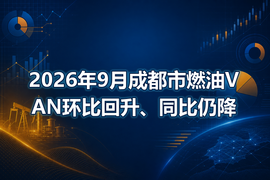 2026年9月成都市燃油VAN环比回升、同比仍降