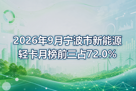 2026年9月宁波市新能源轻卡月榜前三占72.0%